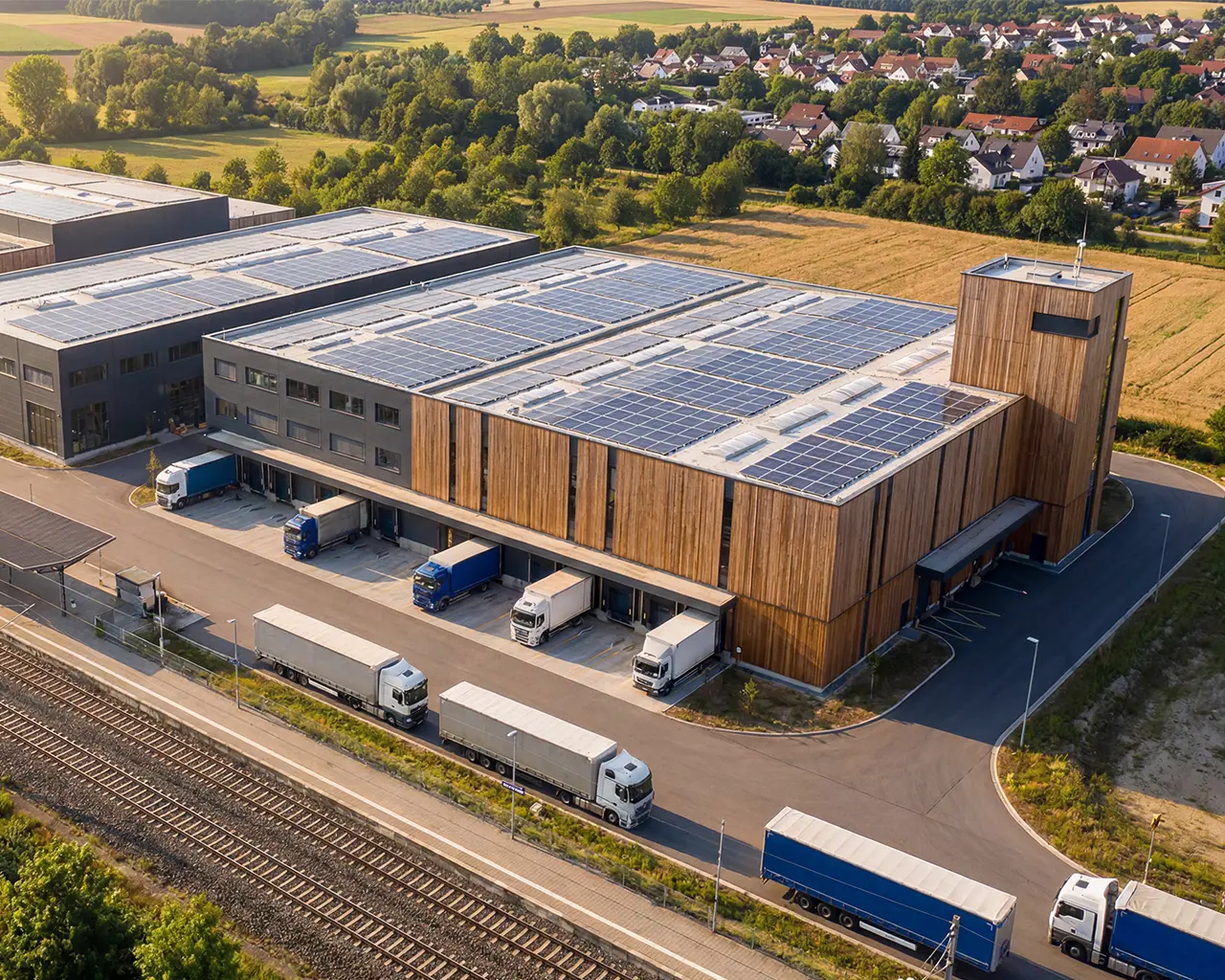 Aerial view of the production site, series production of the Roots components